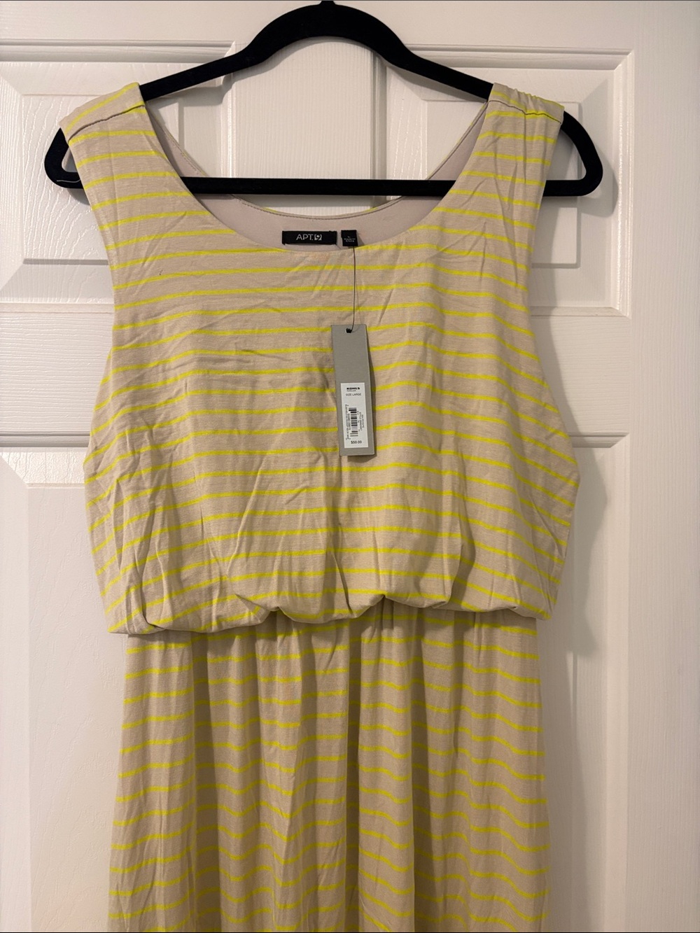 Apt. 9 Cream and Yellow Striped Sleeveless Maxi Dress